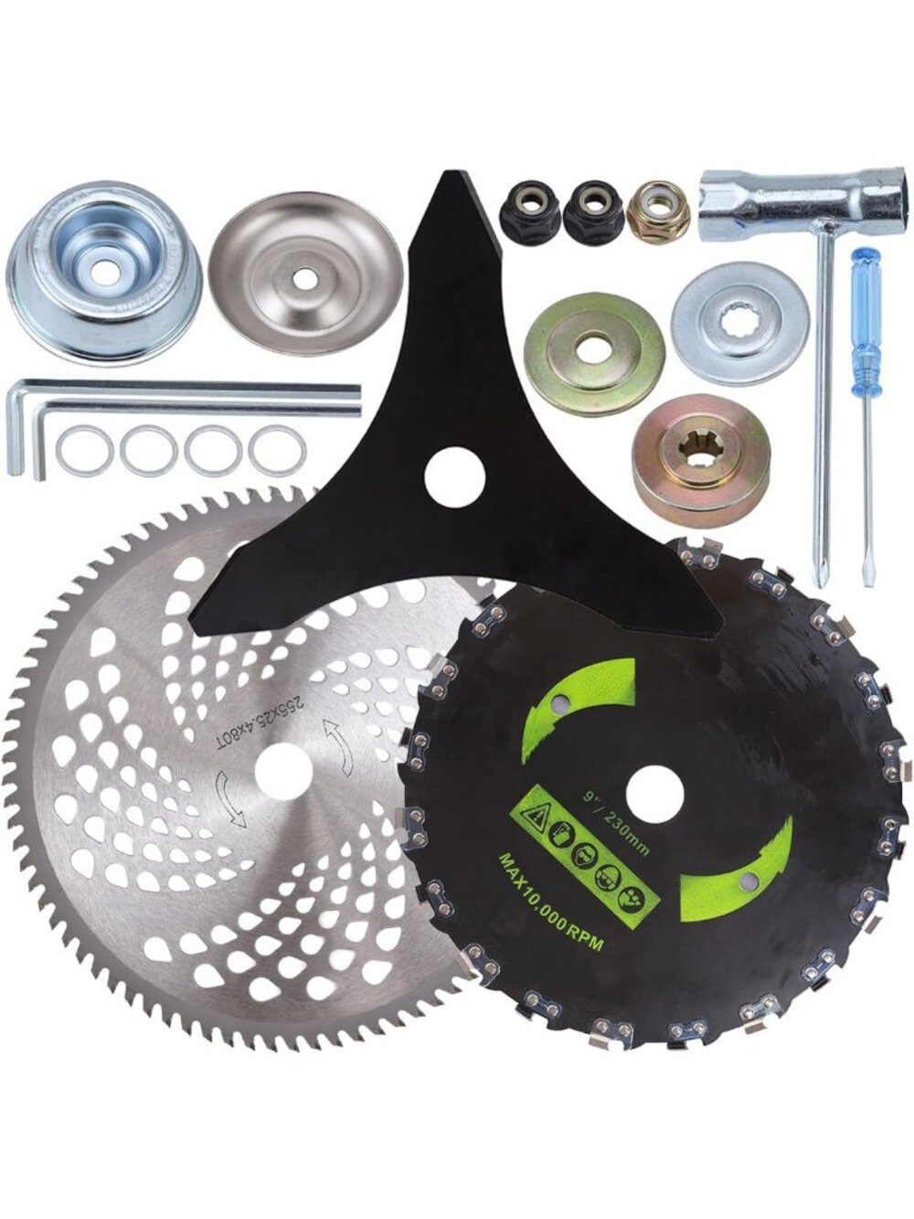 9"x20T Brush Blades Carbon Steel Round Chainsaw,10" x 80T Carbide Tip Brush